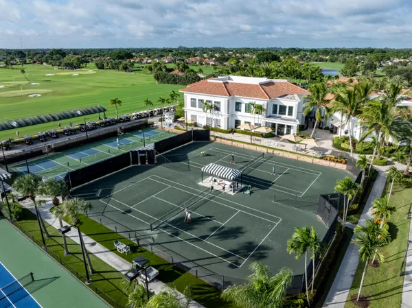 a view of a lake with a city