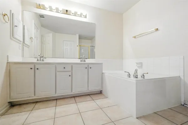 a bathroom with a bathtub