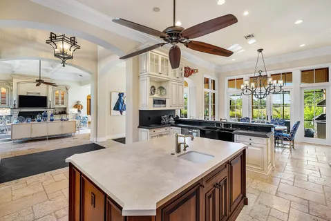 a view of a building with a potted plant and floor to ceiling windows