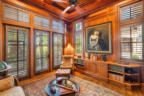 a view of a living room and bathroom