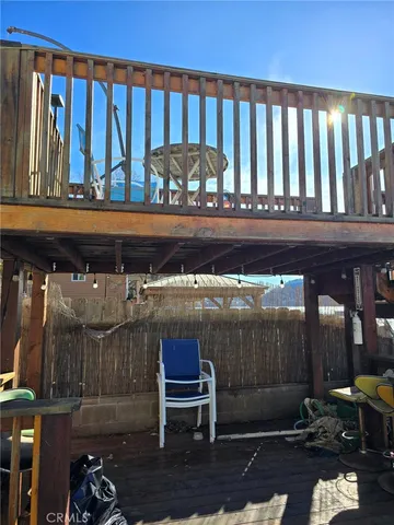a view of a building with sitting area