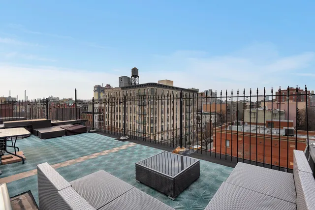 a view of a terrace with couches and a potted plant