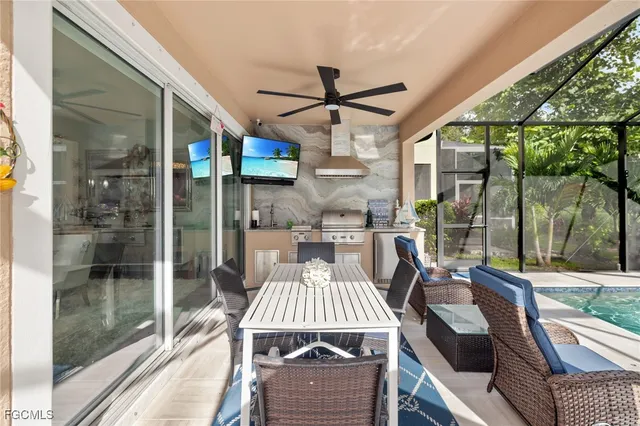 a outdoor space with patio the couches and a dining table with garden view