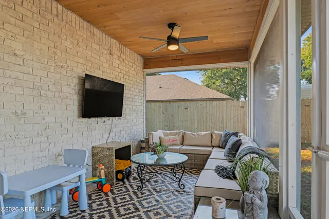 a view of porch with furniture