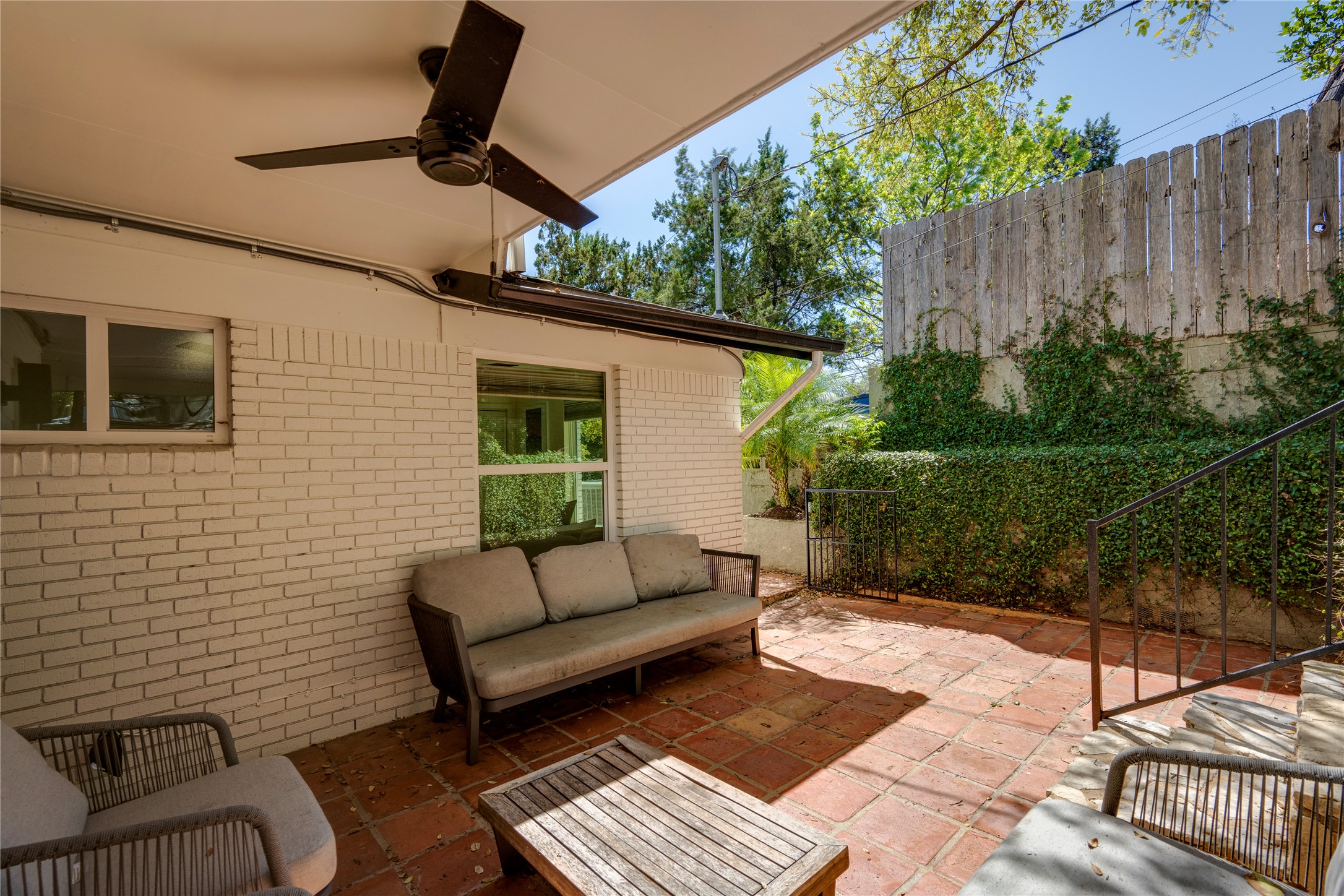 3606 Wilson Street Austin, TX 78704 - Photo 23 of 34 View of patio / terrace featuring a ceiling fan and an outdoor living space