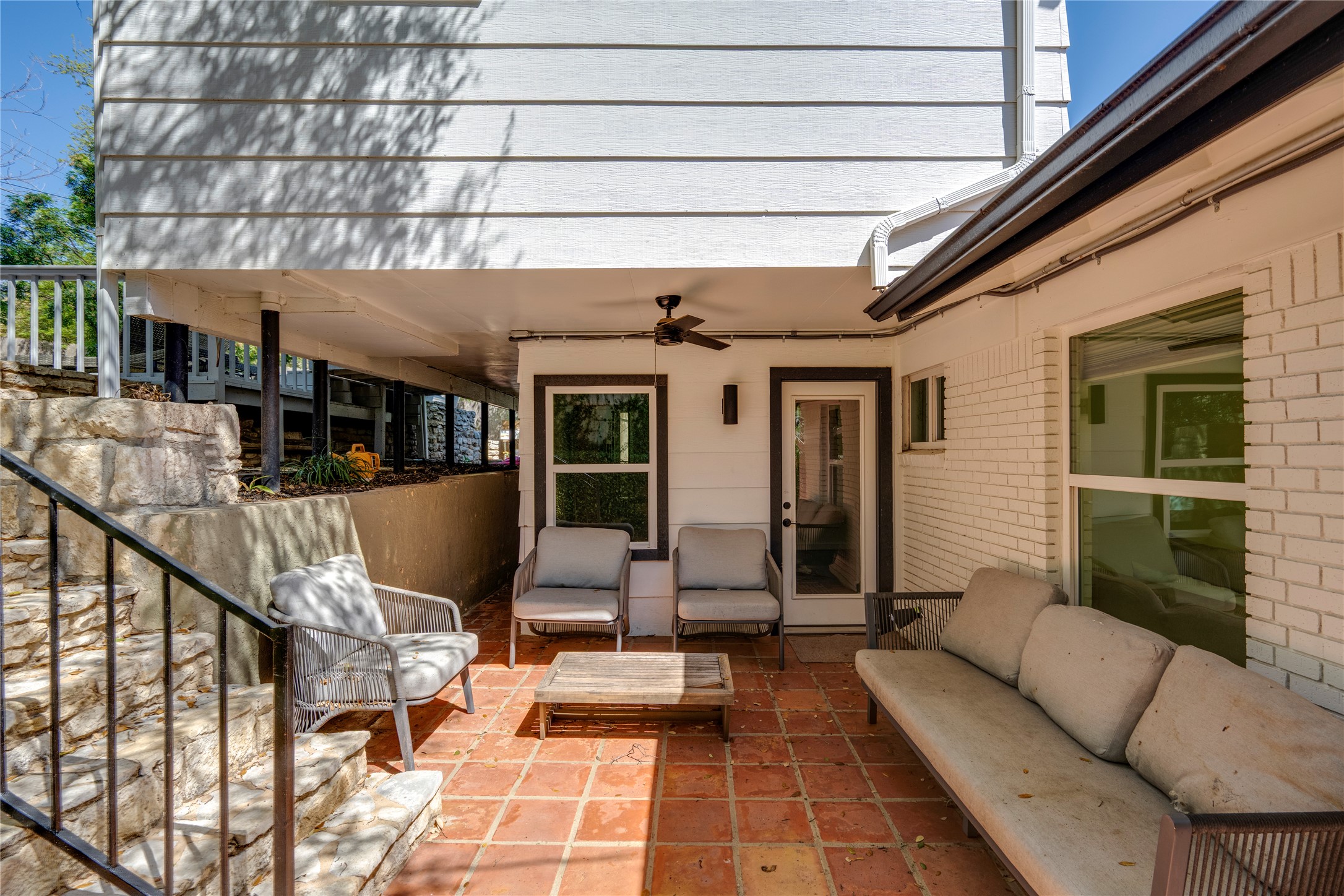 3606 Wilson Street Austin, TX 78704 - Photo 24 of 34 View of patio / terrace with a ceiling fan and an outdoor living space