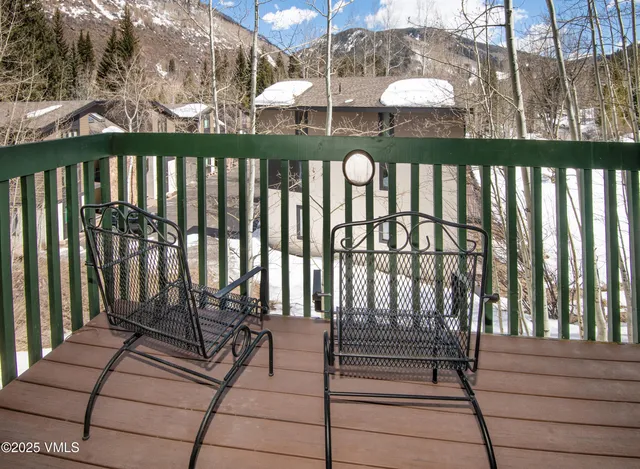 a view of wooden balcony