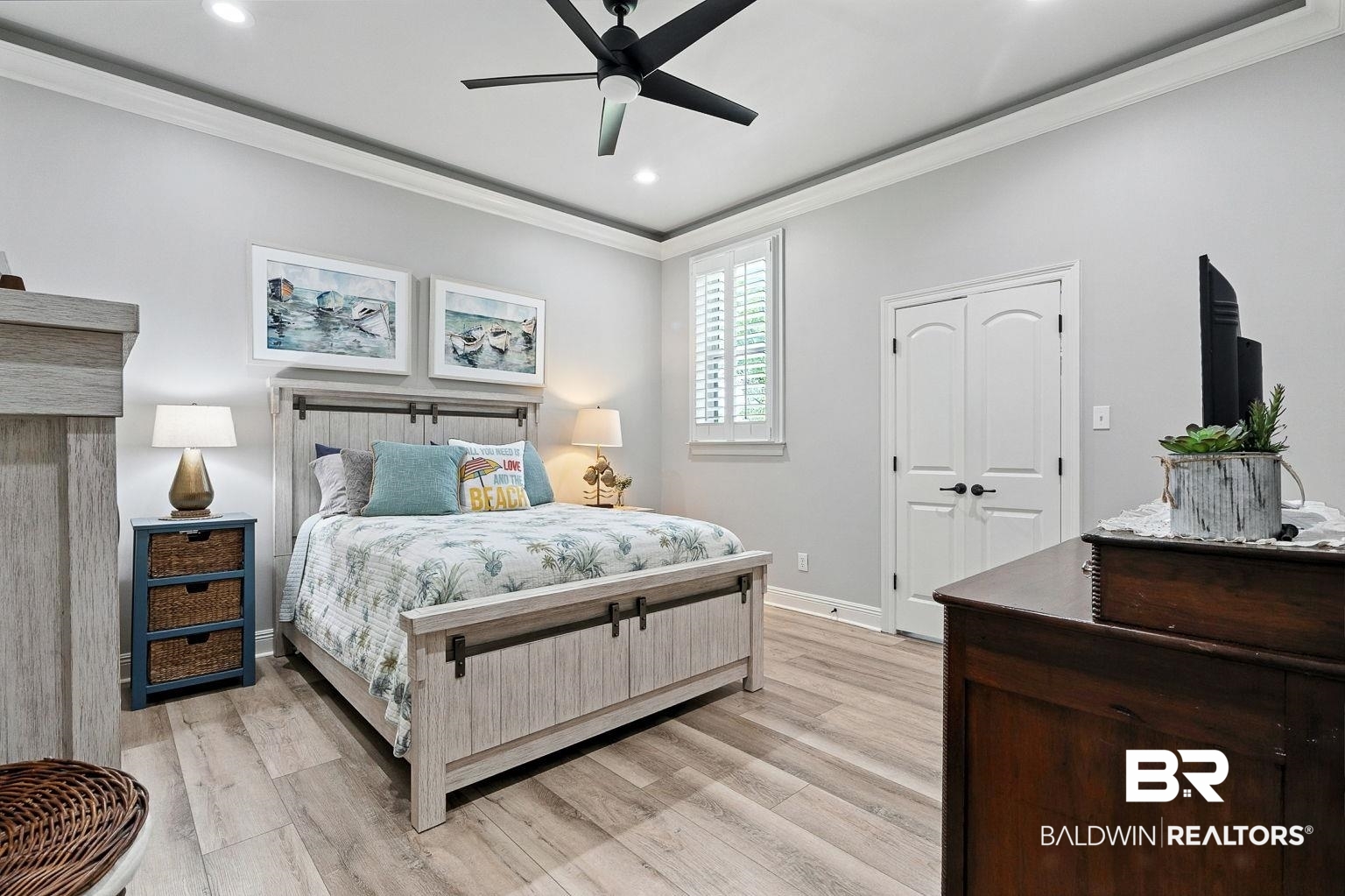 23357 Carnoustie Drive Foley, AL 36535 - Photo 65 of 99 Bedroom featuring crown molding, light wood-style flooring, recessed lighting, and ceiling fan