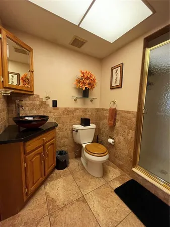 a bathroom with a toilet a sink and mirror