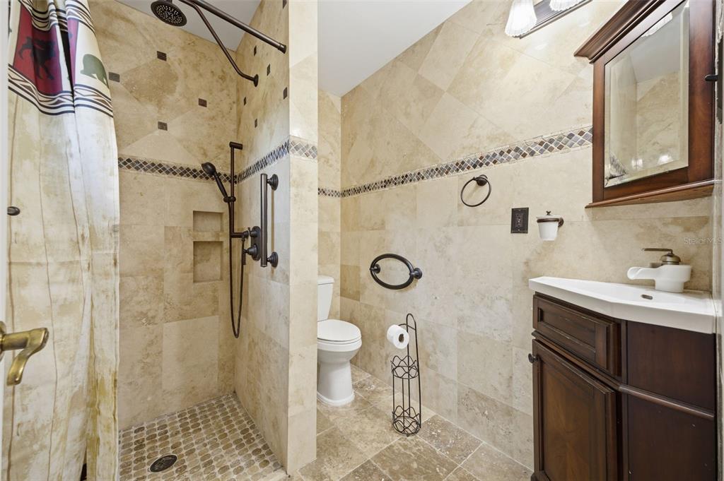 3752 Old Keystone Road Tarpon Springs, FL 34688 - Photo 53 of 71 a bathroom with a sink toilet a mirror and shower