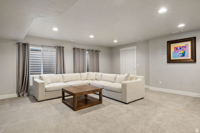 2745 Red Barn Road South Heber City, UT 84032 - Photo 33 of 51 Carpeted living room with baseboards and recessed lighting
