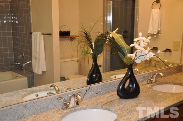 708 Sandown Place Raleigh, NC 27615 - Photo 17 of 25 a bathroom with a sink and a mirror