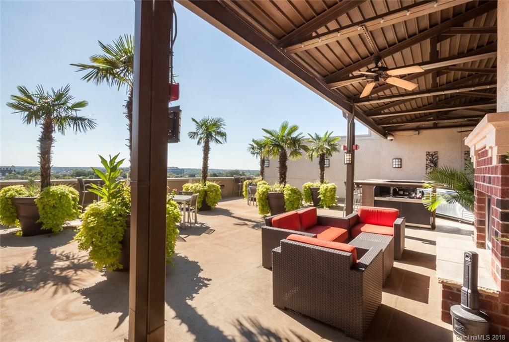 715 North Graham Street, Unit 604 Charlotte, NC 28202 - Photo 16 of 21 a living room with patio furniture and a potted plants