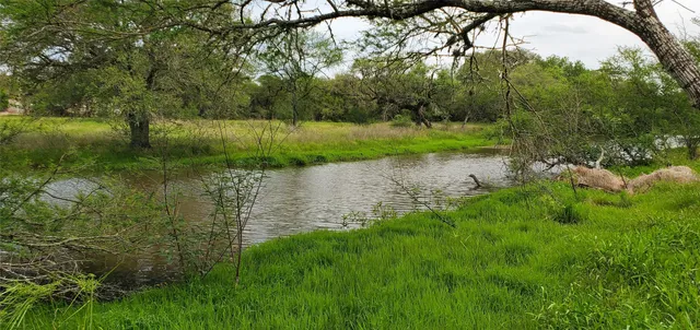 a view of green field with trees in the background