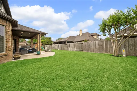 an aerial view of house with a swimming pool