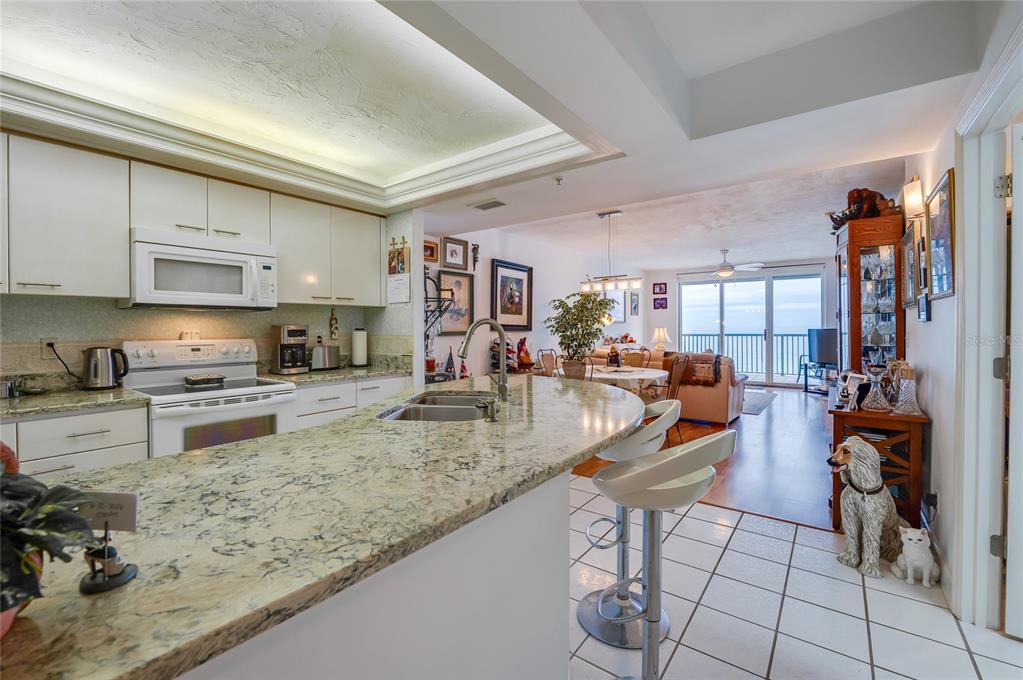 4565 South Atlantic Avenue, Unit 5708 Ponce Inlet, FL 32127 - Photo 8 of 31 a kitchen with stainless steel appliances granite countertop a sink stove and cabinets
