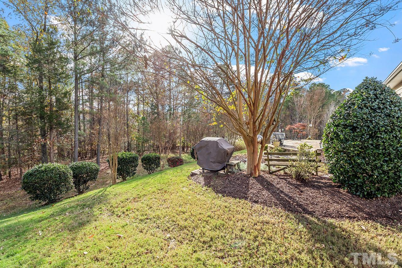 113 Beckingham Loop Cary, NC 27519 - Photo 4 of 46 a view of a backyard with table and chairs and a large tree