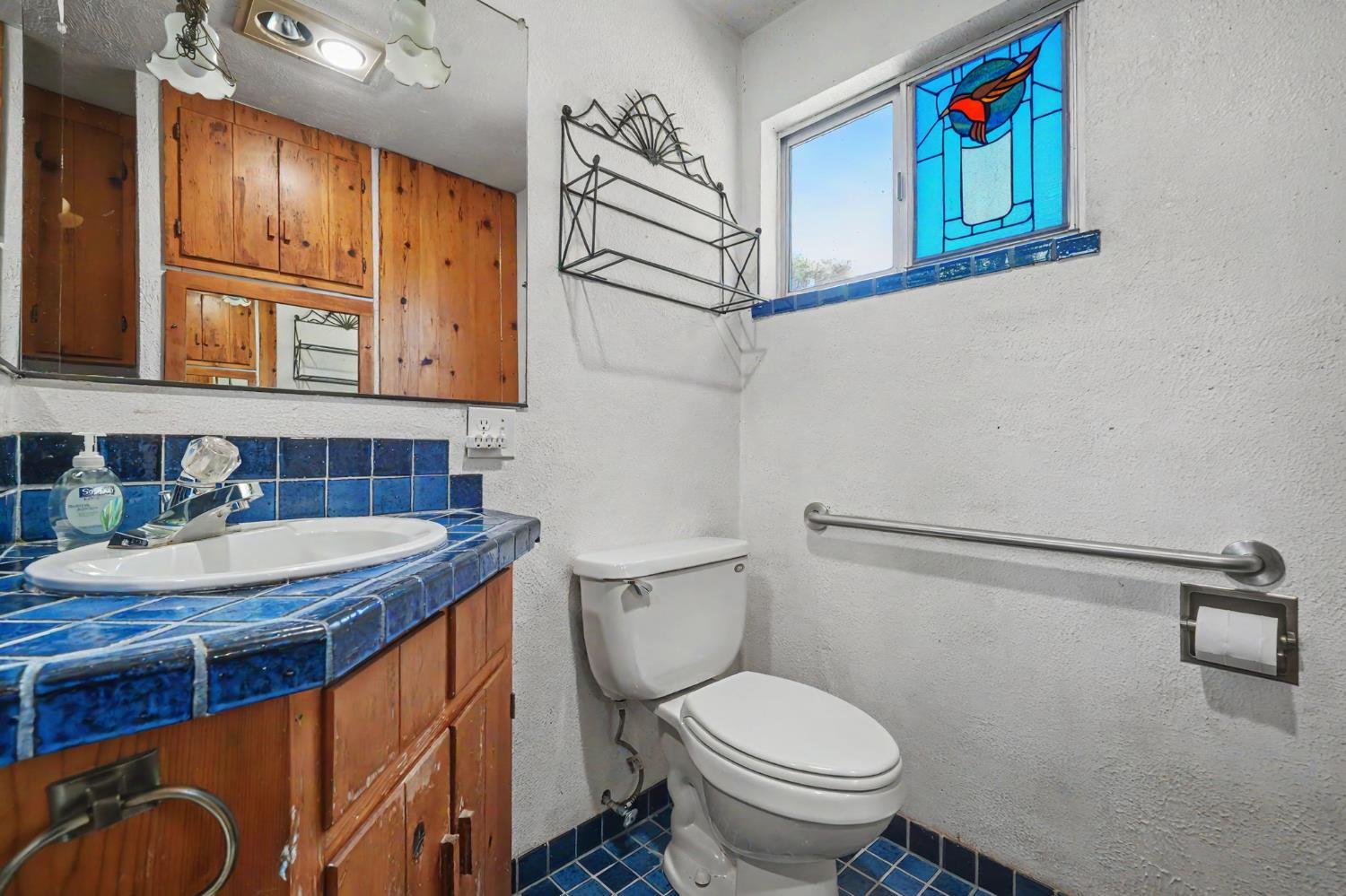 17800 Red Mule Road Fiddletown, CA 95629 - Photo 17 of 74 a bathroom with a sink a toilet and a mirror