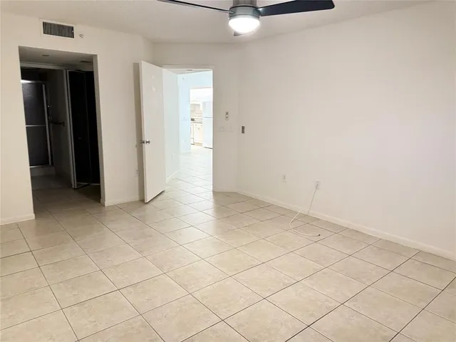 a view of a room with racks on the wall