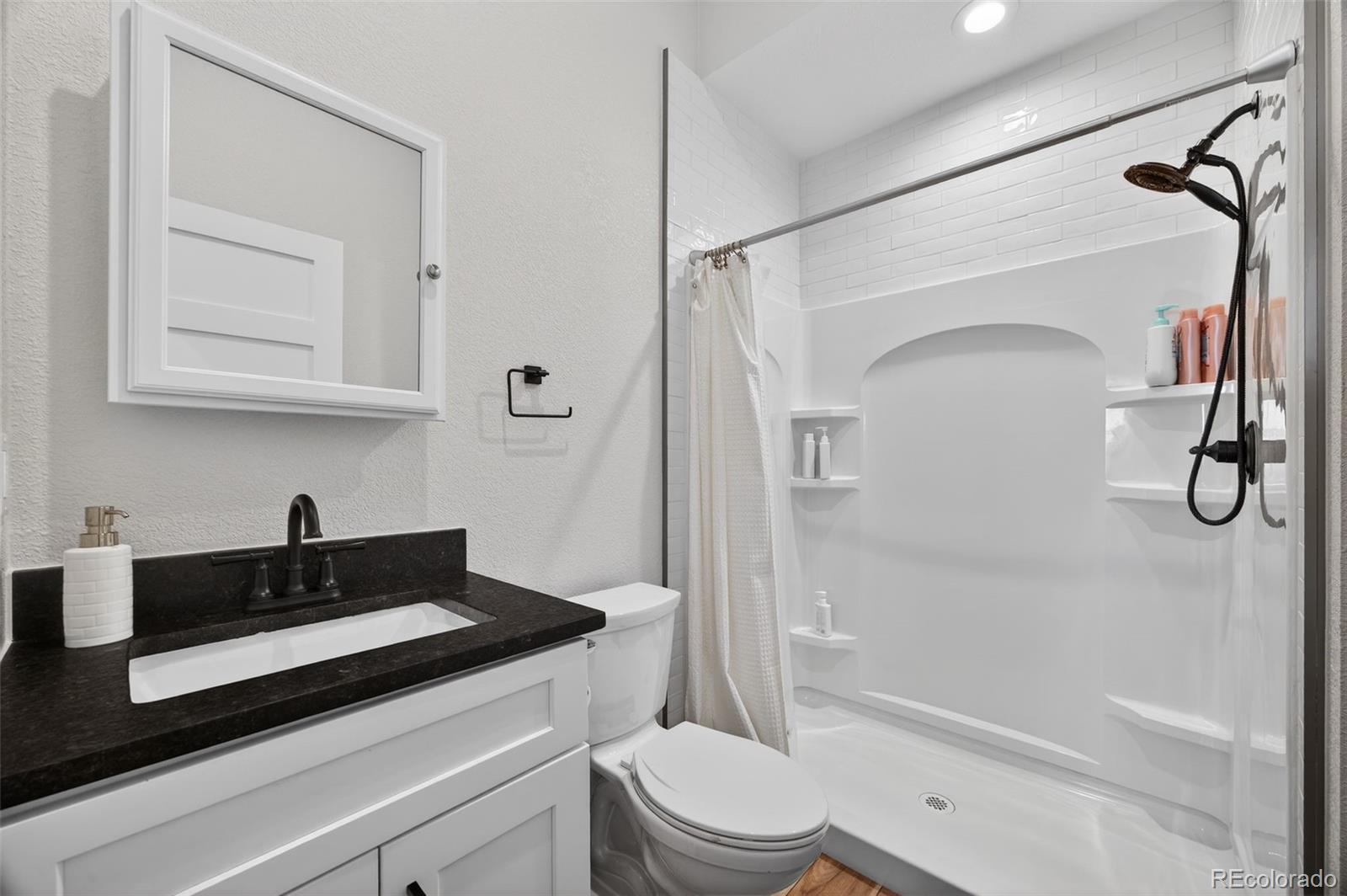 3444 Antelope Ridge Trail Parker, CO 80138 - Photo 47 of 50 a bathroom with a sink a toilet and shower