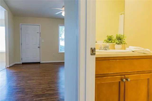 an empty room with a window