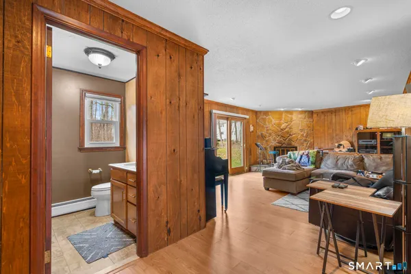 a living room with furniture