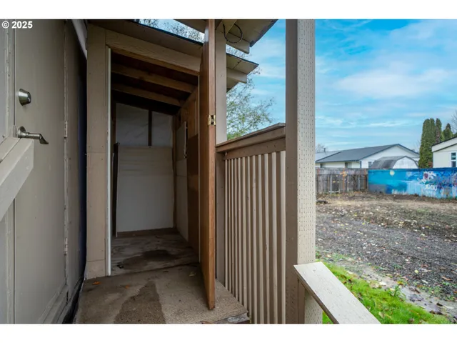 a view of a backyard with a garden