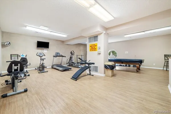 a view of a room with gym equipment
