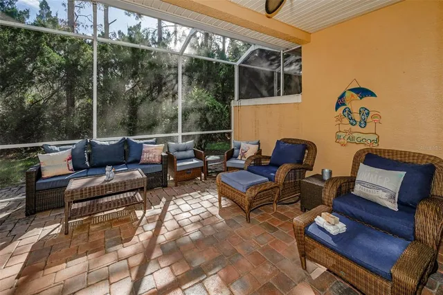 a view of balcony and trees