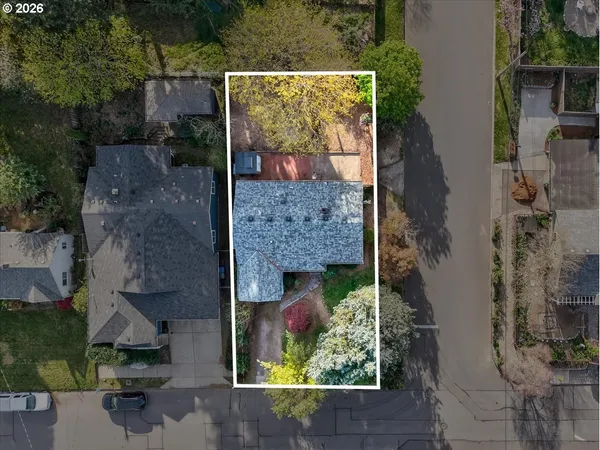 an aerial view of a house