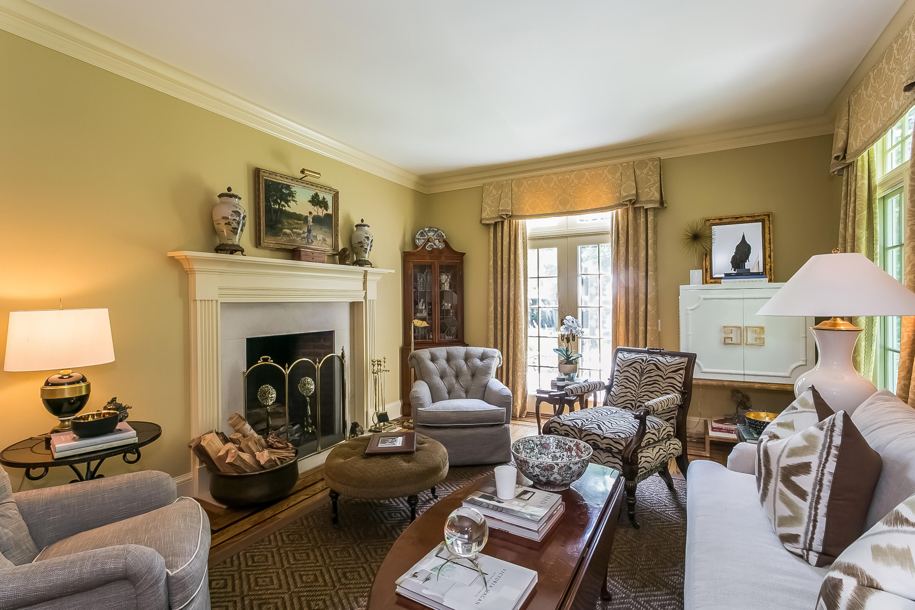50 Deepwood Road Darien, CT 06820 - Photo 10 of 54 a living room with furniture and a fireplace