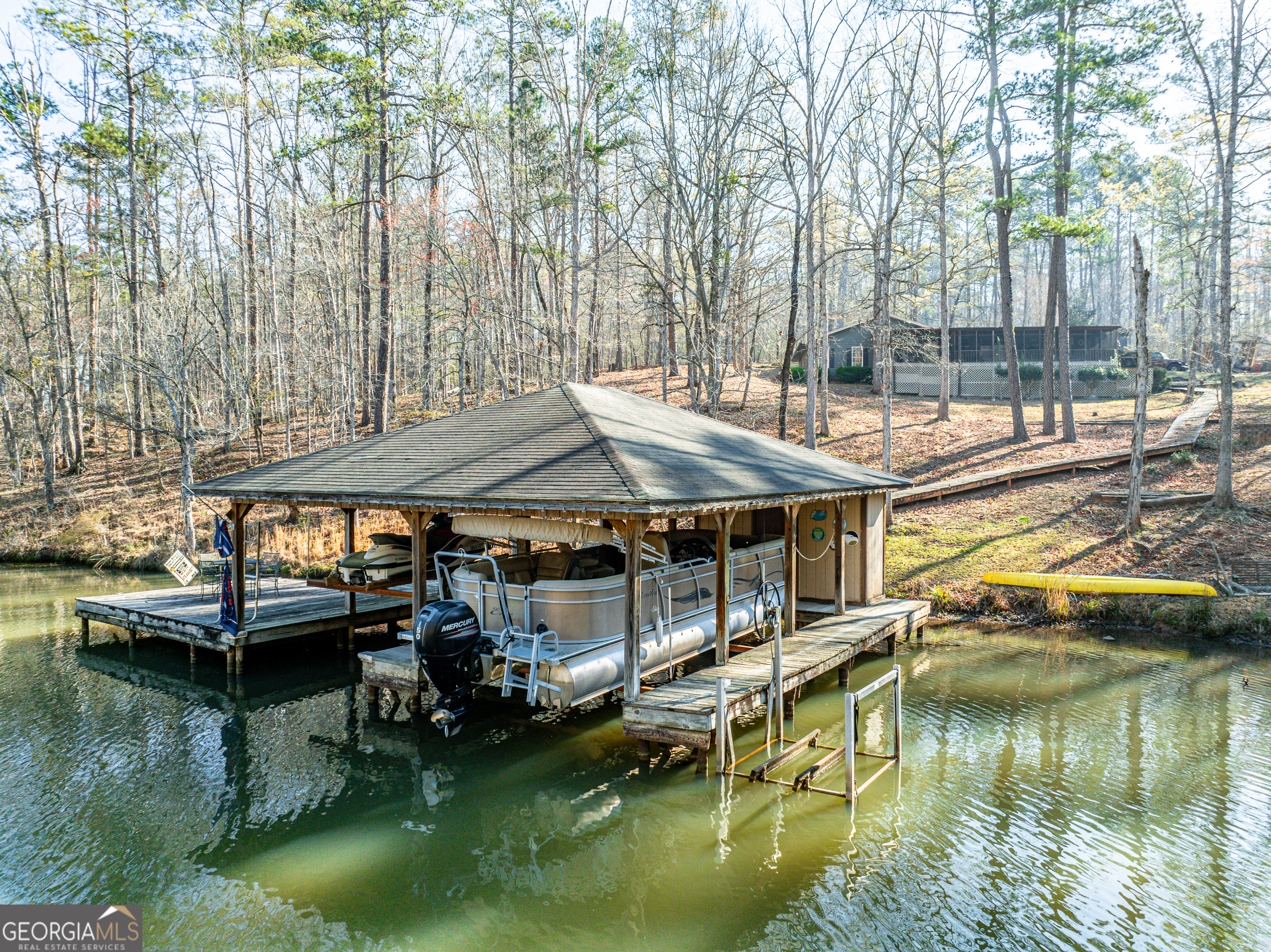 From lake dock and house from lake