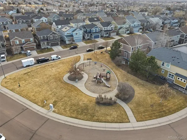 an aerial view of a house