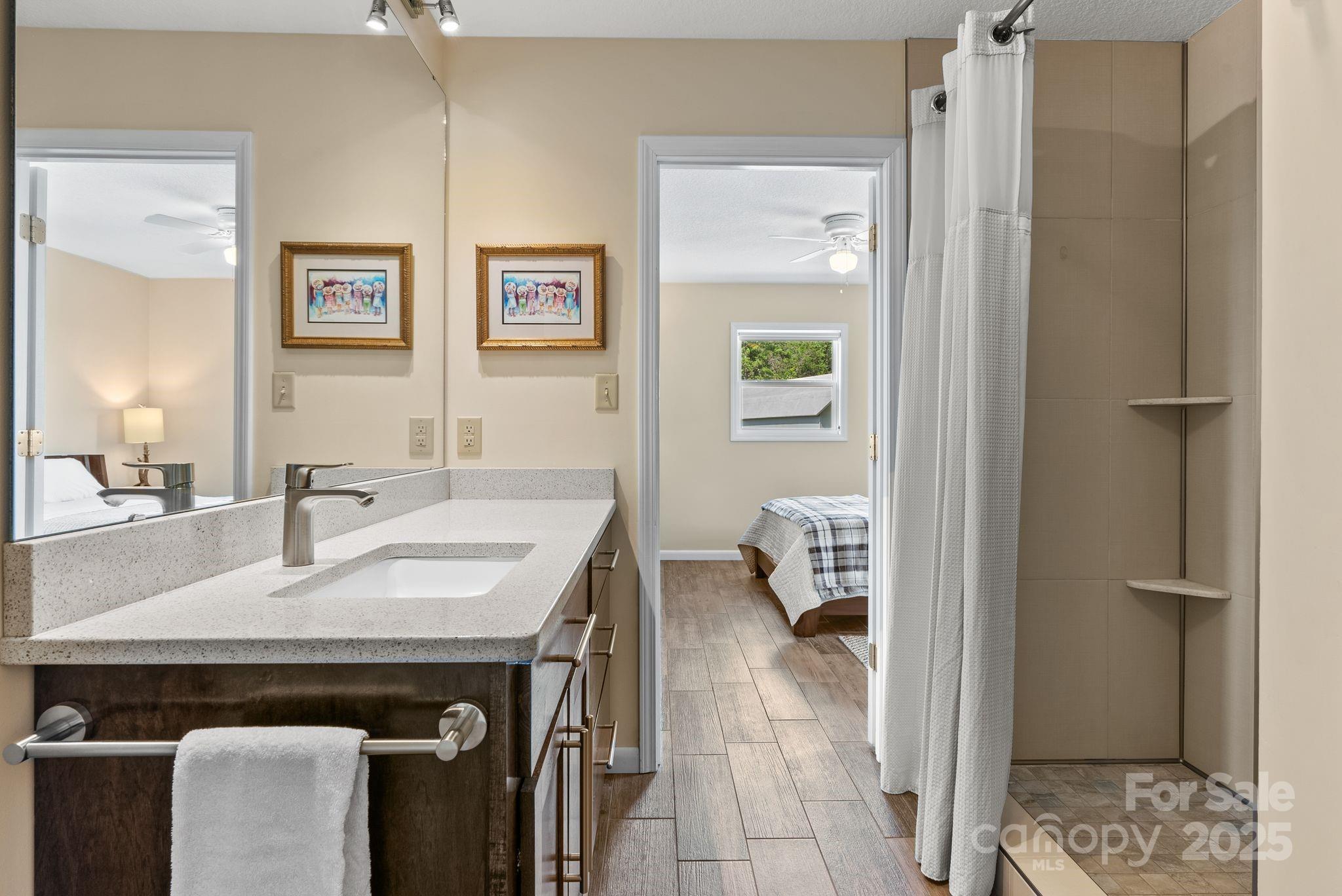 1045 Graham Road Marshall, NC 28753 - Photo 42 of 48 a en suite bathroom with a sink and a mirror