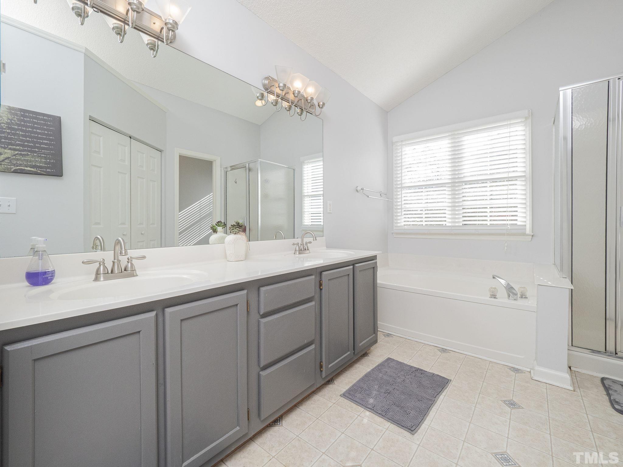 11233 North Radner Way Raleigh, NC 27613 - Photo 8 of 15 a bathroom with a tub a sink and mirror