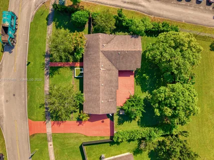 an aerial view of a house