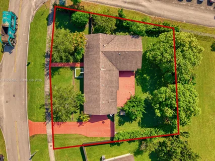 an aerial view of a house