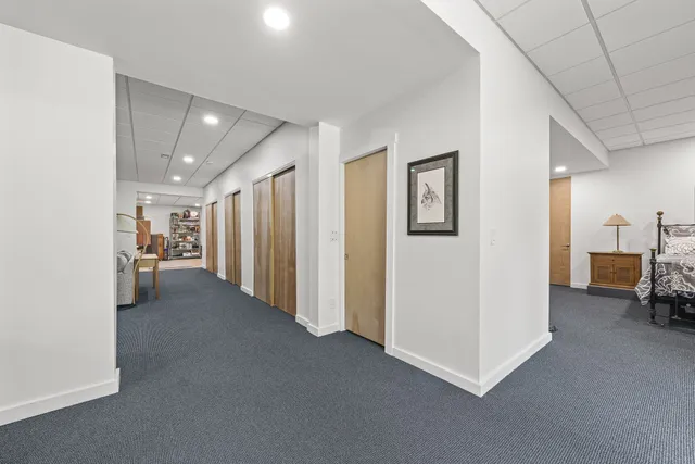 a view of a yard with swimming pool