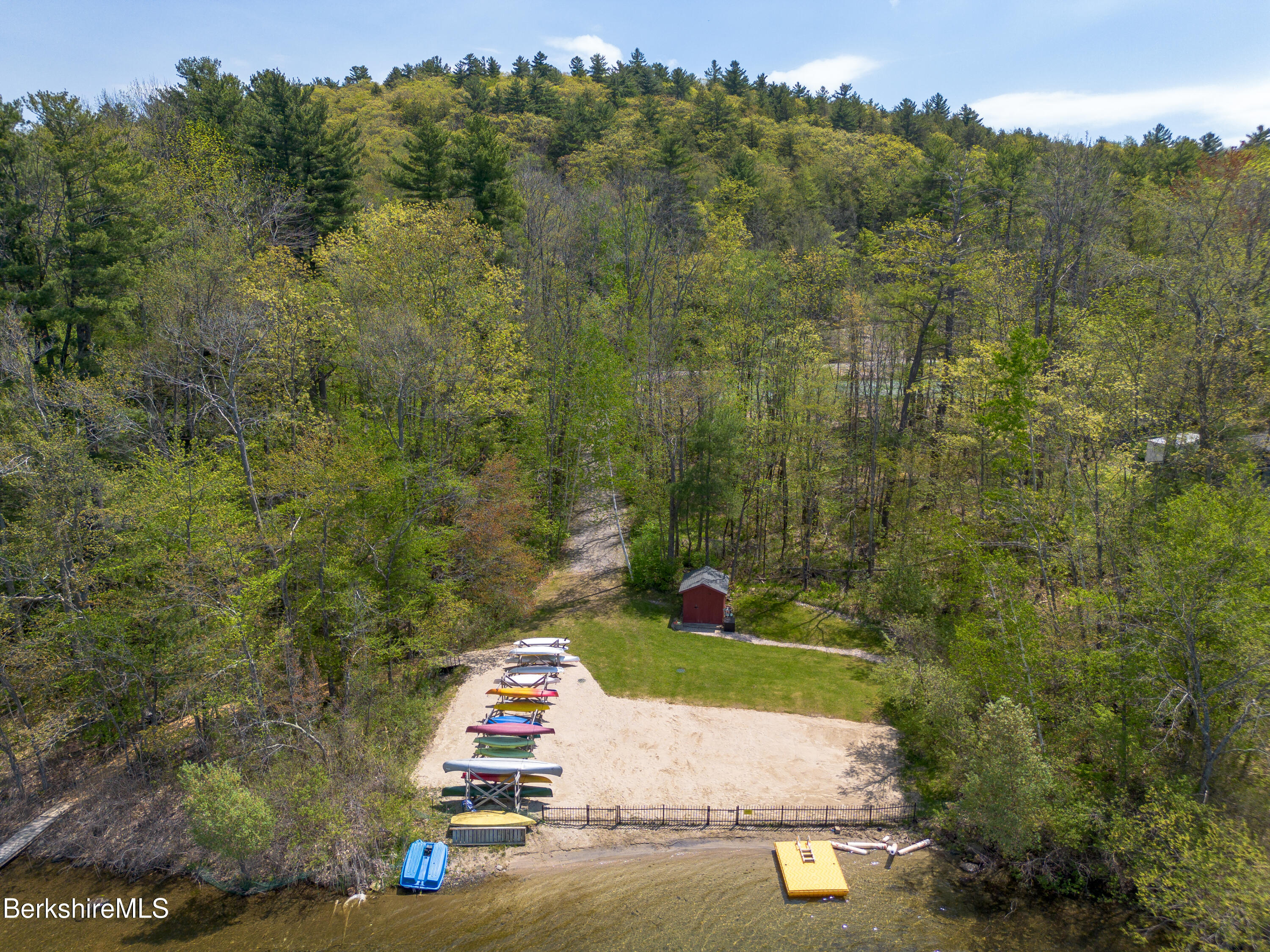 0 Goose Pond (lot Road Lee, MA 01238 - Photo 7 of 12 an aerial view of a house with a yard and lake view