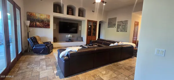 a living room with furniture