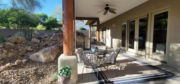 a view of an outdoor seating area