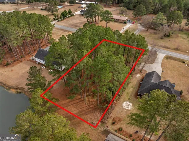 an aerial view of a residential houses