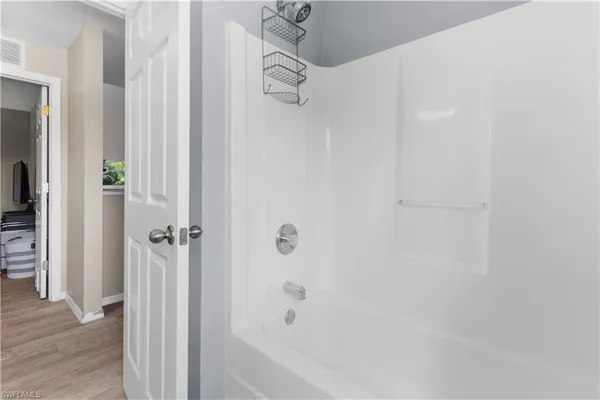 a bathroom with a bathtub