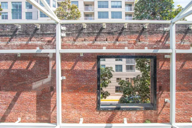 a view of a building from a window