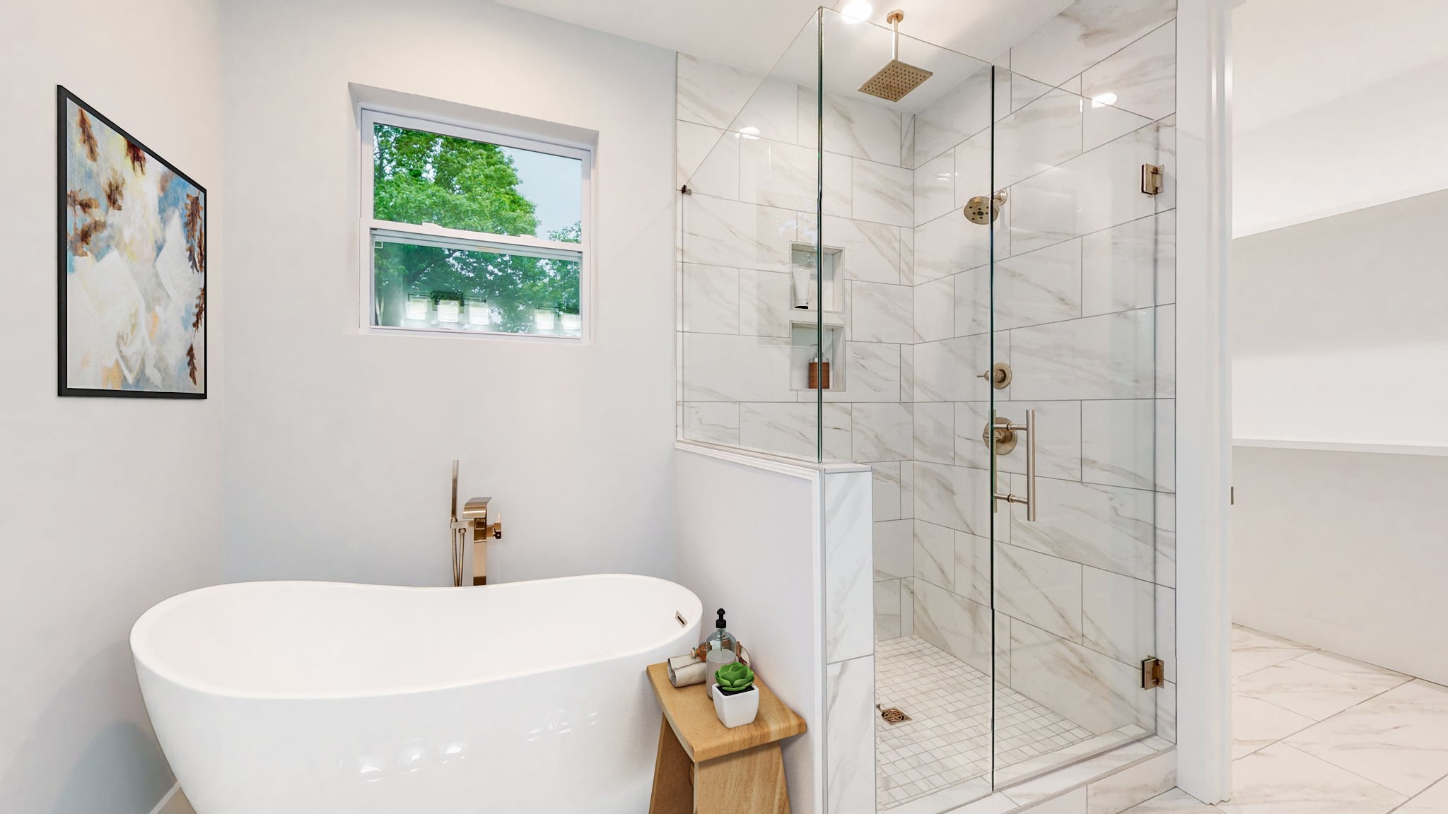 128 Ben Allen Road Nashville, TN 37207 - Photo 22 of 51 a bathroom with a white bath tub a shower and a sink