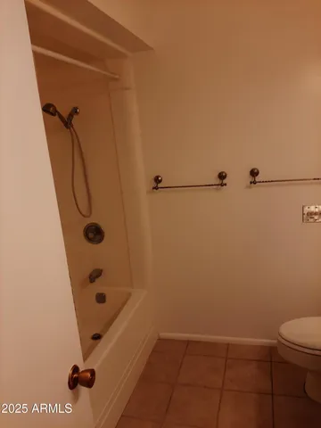 a bathroom with a shower and a toilet