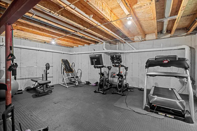 a view of a room with gym equipment