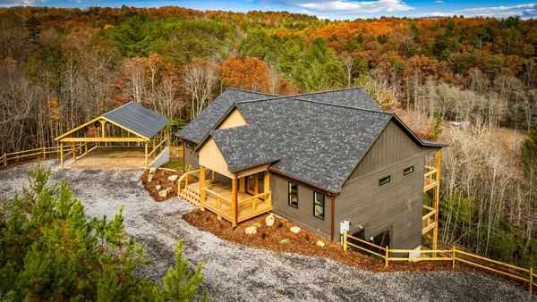 an aerial view of a house