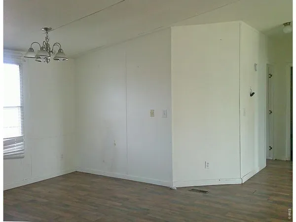 a view of a chandelier in a room