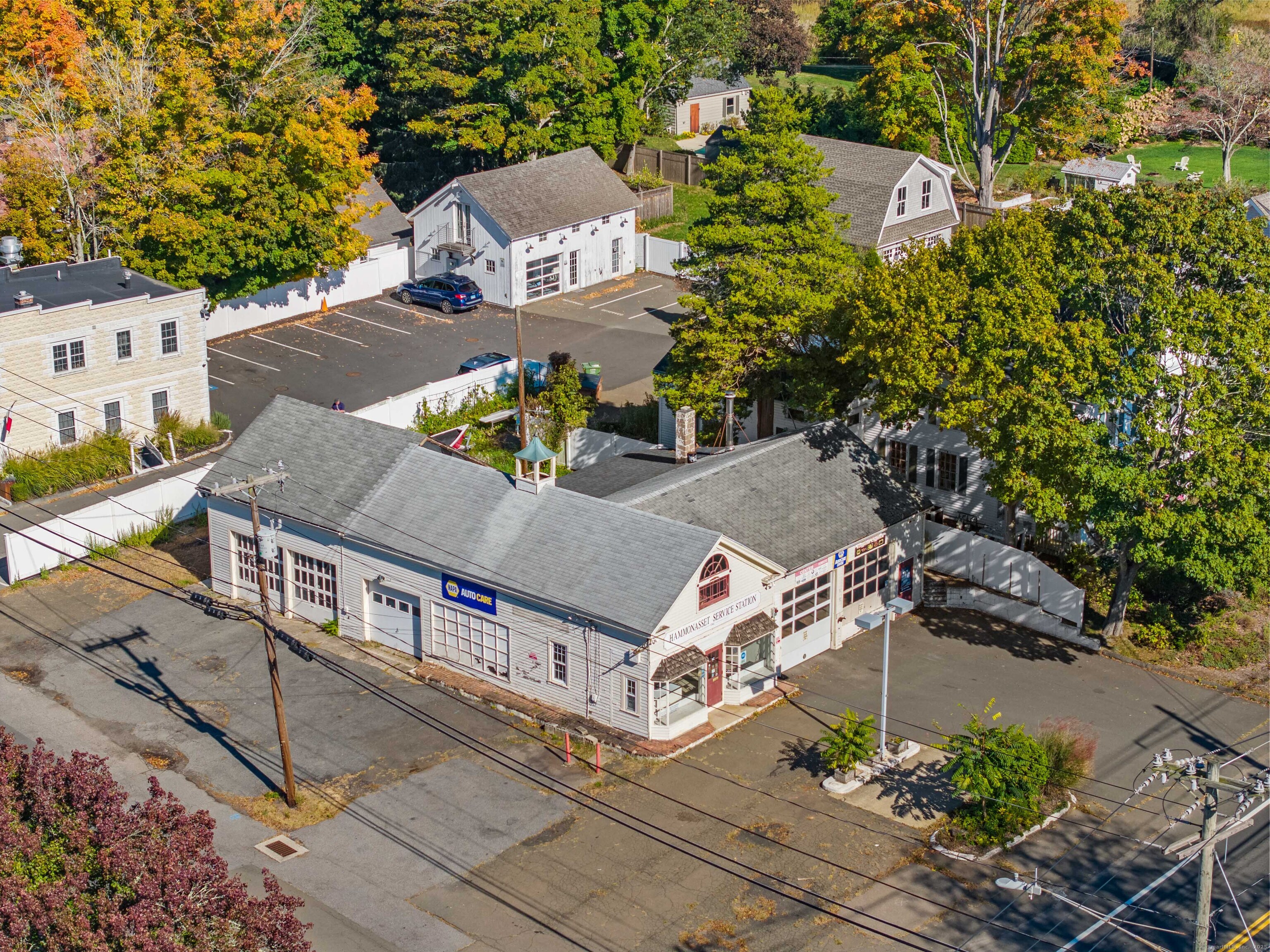 an aerial view of a house with outdoor space